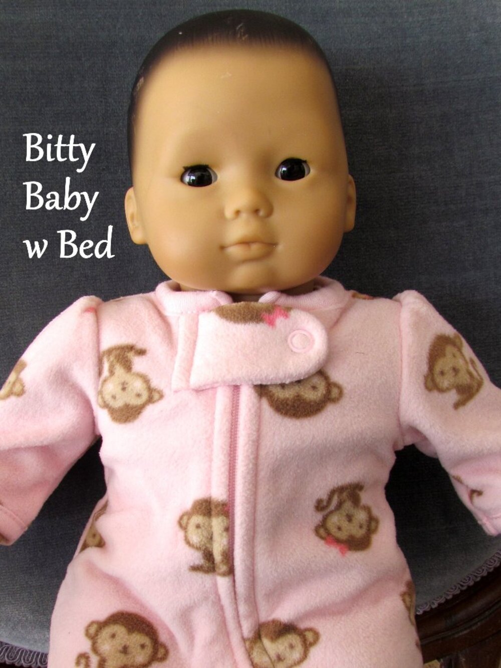 ASIAN BITTY BABY DOLL w CARRY-ALONG BED, BLANKET SLEEPER, PLEASANT COMPANY, EUC